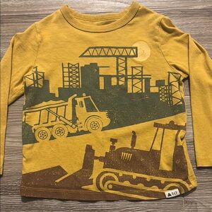 GAP Kids Yellow Construction Graphic Long Sleeve Shirt